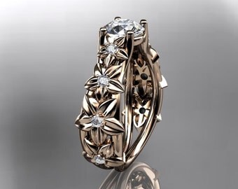 14kt  rose gold diamond floral wedding ring,engagement ring ADLR149