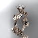 14kt  rose gold diamond leaf and vine wedding ring,engagement ring.nature inspired jewelry
