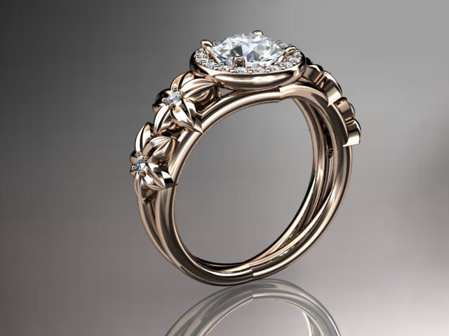 14kt  rose gold diamond floral wedding ring,engagement ring ADLR131