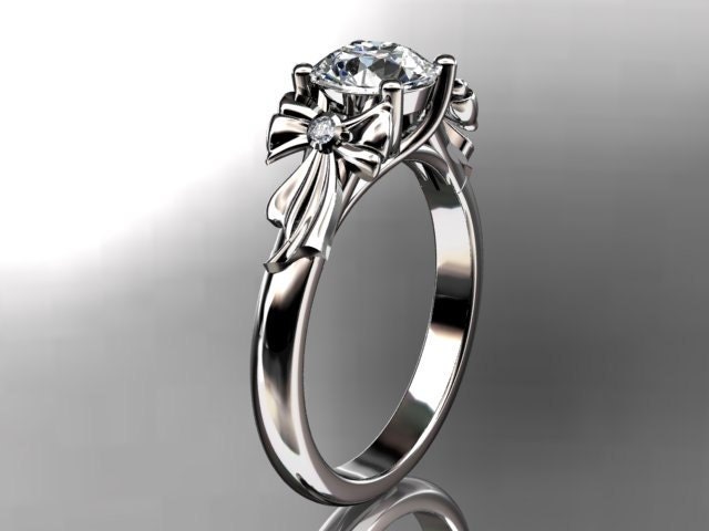 14kt white gold diamond unique engagement ring,wedding ring with moissanite center stone  ADER154