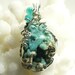10% Off Sale - CHRYSOCOLLA DRUZY Pendant from Nasca Plains in Peru - Designer Wire wrapped cabochon using Argentium Silver wire