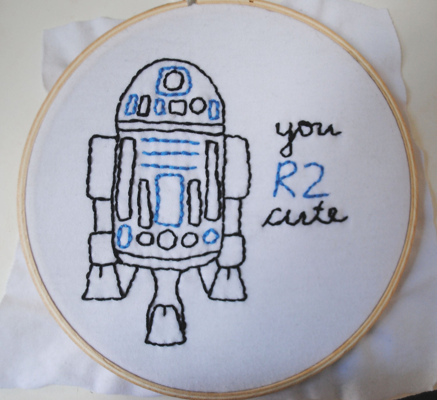 Star Wars R2-D2 hand embroidered patch "you R2 cute"