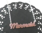 Mermaid Necklace, Frosted Pink Laser Cut Acrylic