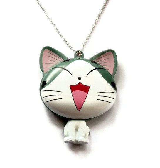 Kawaii Cat Mirror Necklace, Compact Hand Mirror