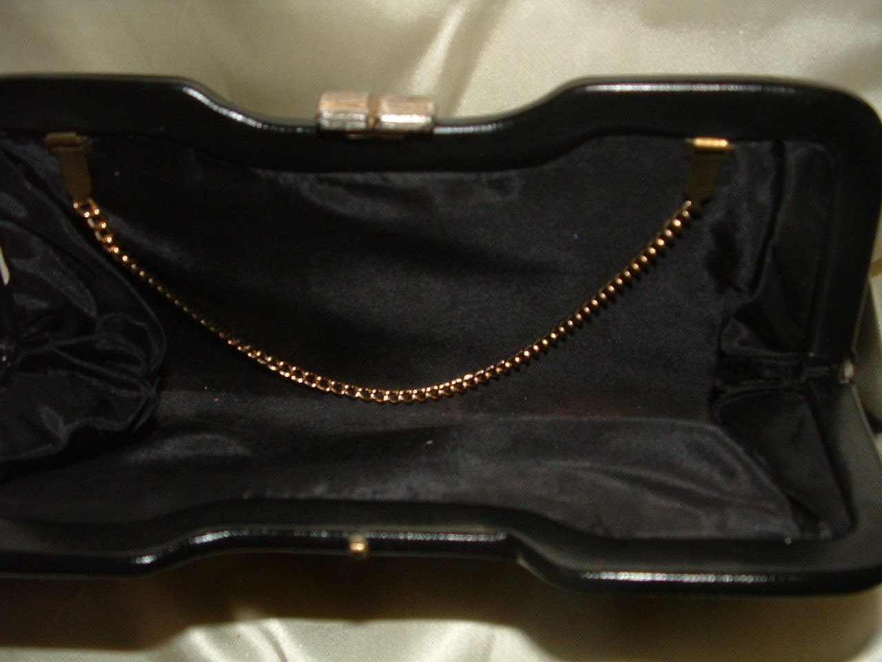 1960s Vintage Elongated Black Leather Clutch