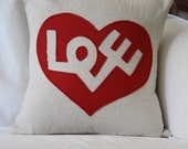 Red Felt LOVE Cut-Out Pillow