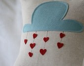 Raining Love Felt Pillow