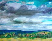 Painting Pastel Original Rain Cloud Black Mountains Framed Art New Mexico