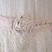Shabby Chic Southern Wedding Gown/ Dress Sash - Blush Pink - Vintage Ivory Lace - Cream Frayed Rosette, Pearl Accents -Bridesmaid - Bridal