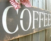 COFFEE primitive sign in Chocolate Brown or custom color