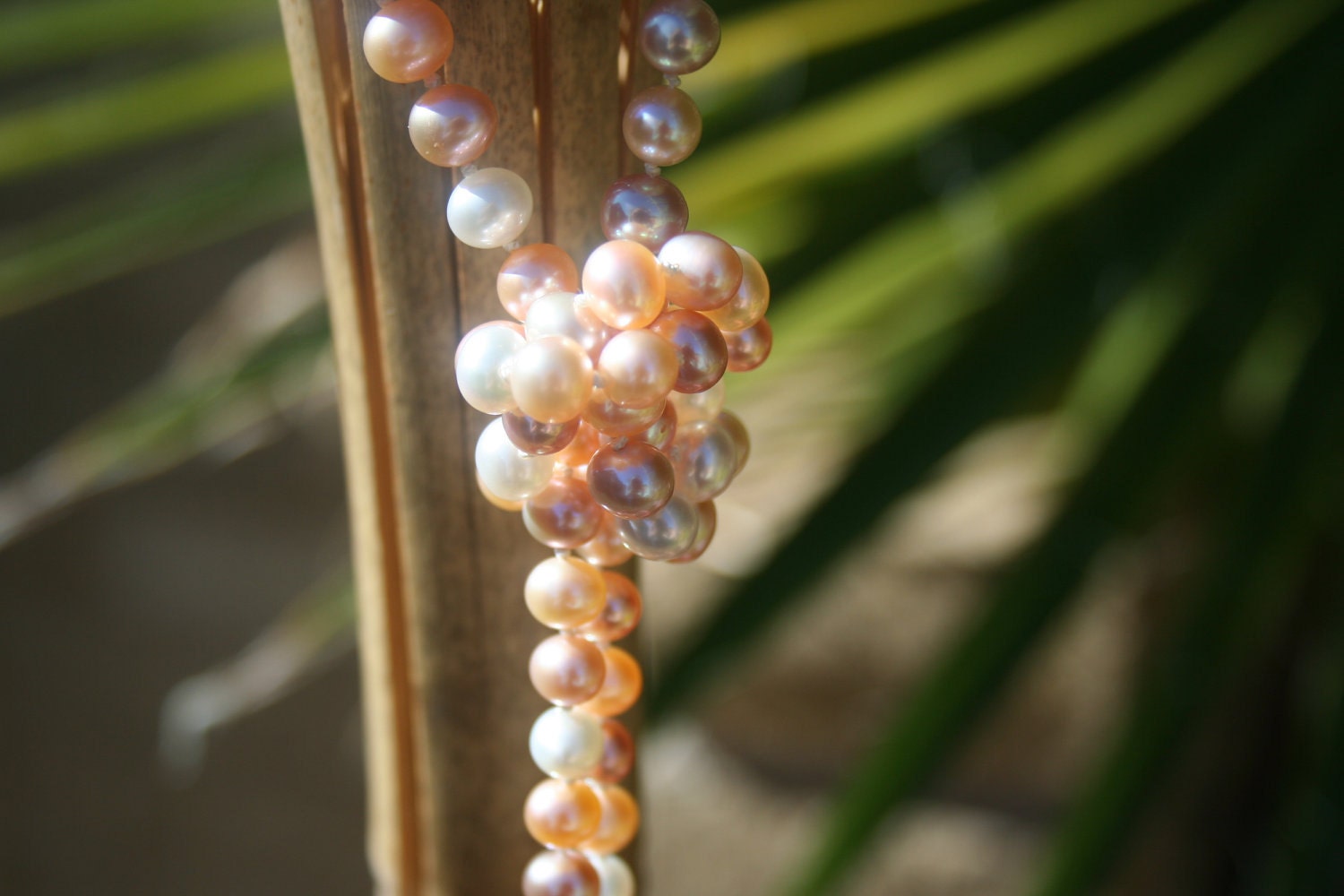 COLSING SHOP SALE 38 inch Pearl Necklace Wedding Pink White  Hand tied