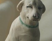 Denver the Guilty Dog, Yellow Lab, Miniature Porcelain Animal Portrait