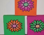 Counting Flowers on the Wall 6x6 Original Art Acrylic 3D Canvas Paintings