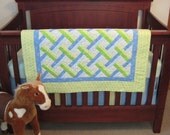 Quilt Green and Blue Lattice Baby Boy or Girl Crib Quilt