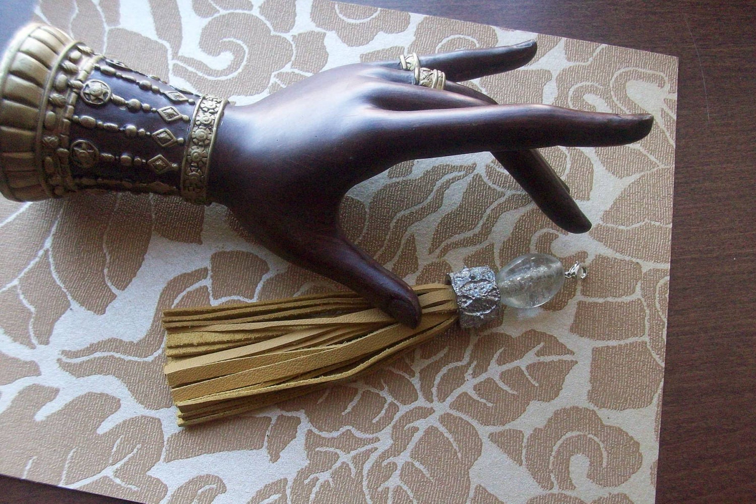Large leather fringe tassel