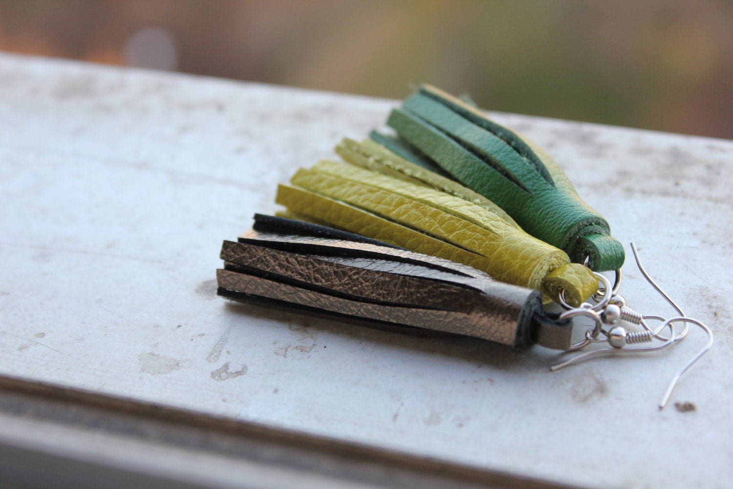 Leather tassel earrings