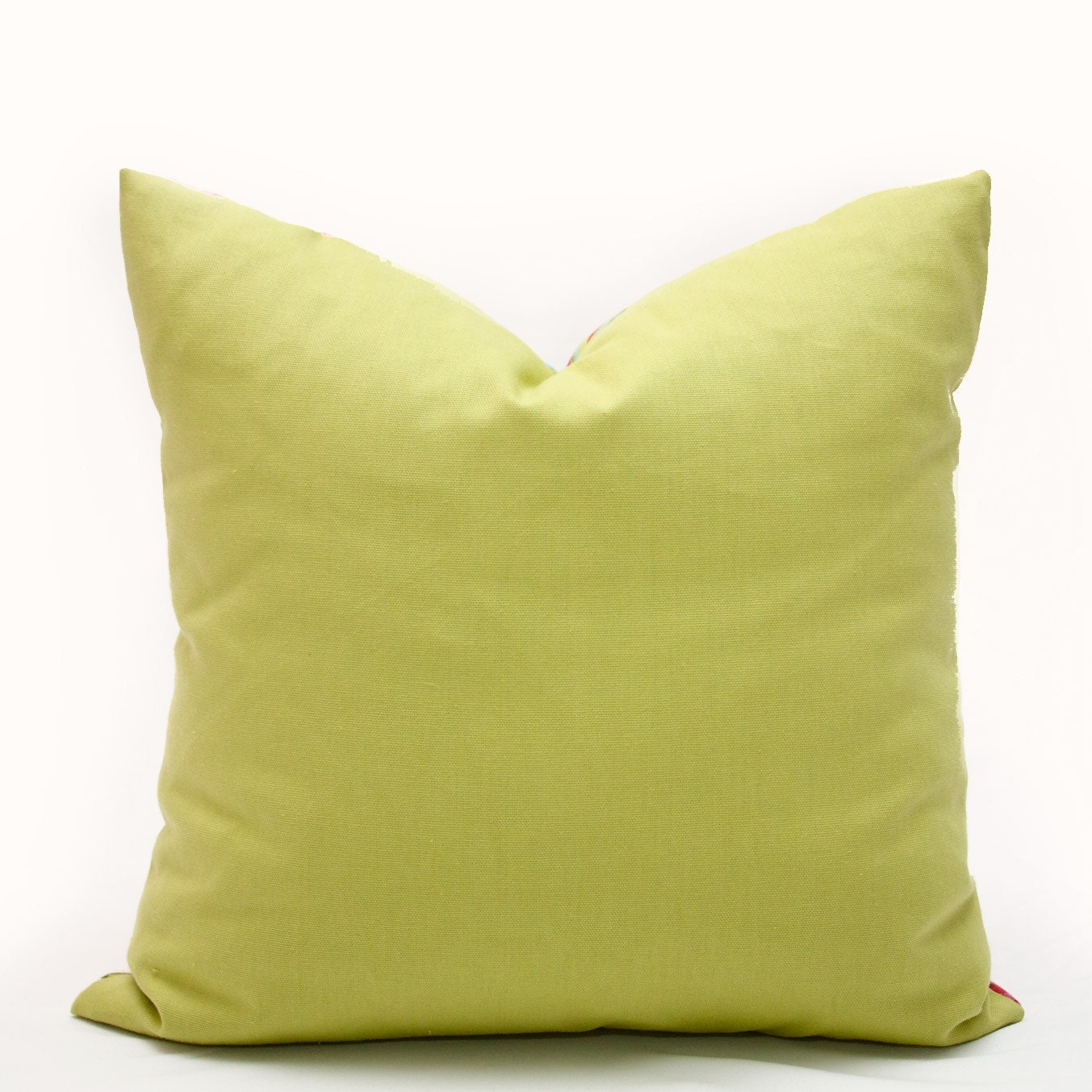 SALE - Shalani Designer Decorative Pillow Cover 17 inch - green pink festive spring young fresh vibrant unexpected floral pillow cover