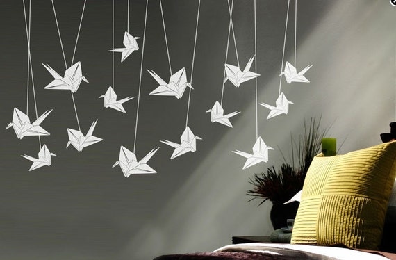 Children Wall Decal Wall Sticker Nursery Art- flying origami birds - 15