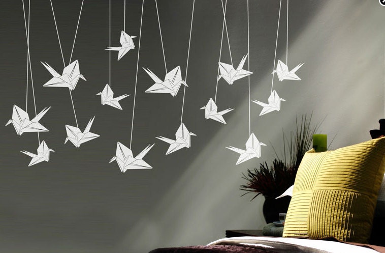 Children Wall Decal Wall Sticker Nursery Art- flying origami birds - 15