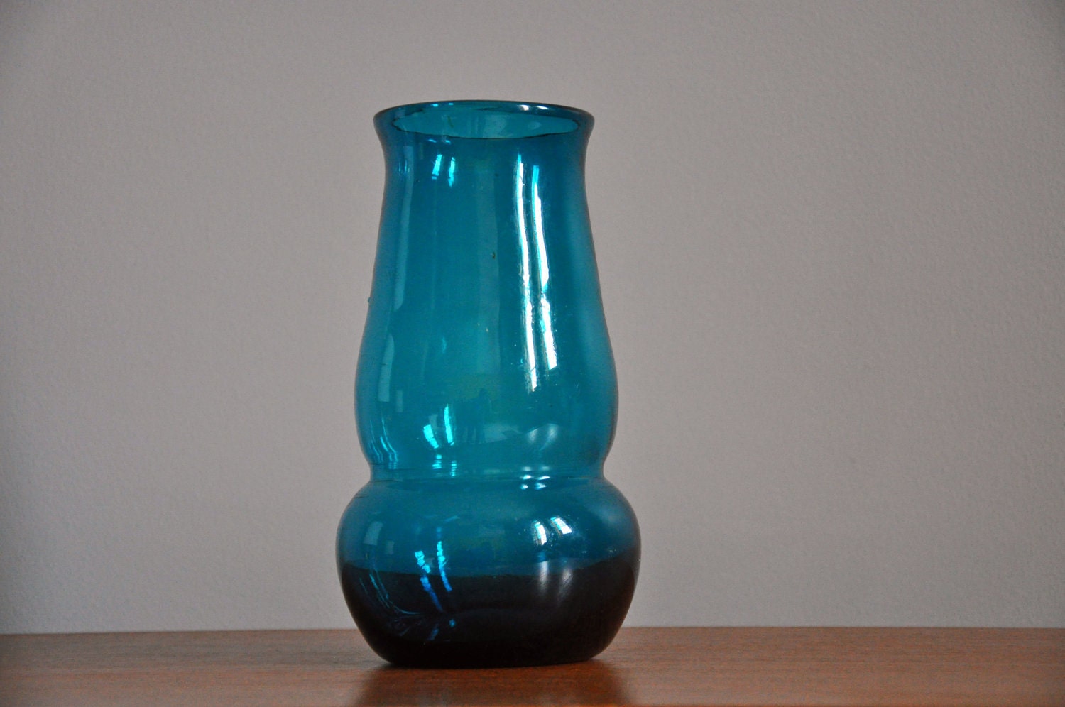 Vintage Blenko Blown Glass Aqua Blue Vase