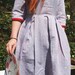 Nautical Red And Blue Pin Stripe Dress With A Full Skirt & Sleeves - Size 8/10