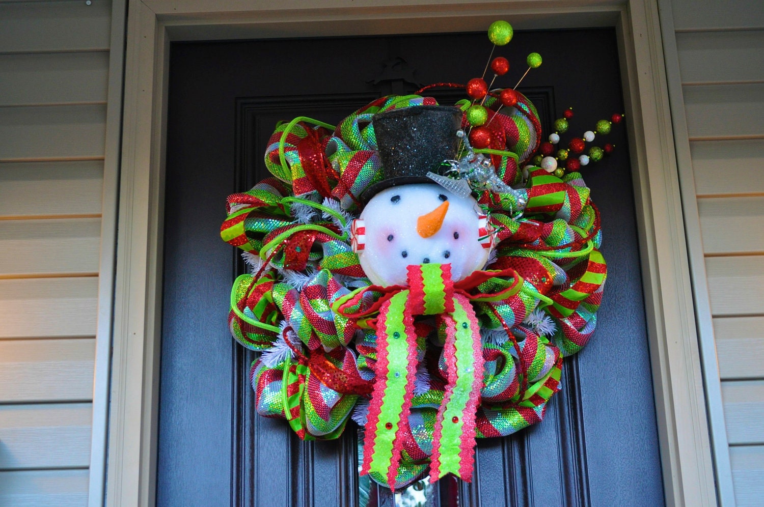 Christmas Wreath, Deco Mesh Wreath, Wreath, Snowman, Snowman Wreath, Christmas, Christmas Decor, Christmas Decoration