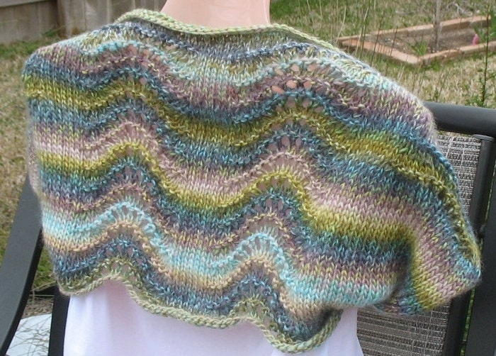 Spring Knit Shrug. Knit Bolero. Knit Shoulder Wrap Shawl in Watercolors