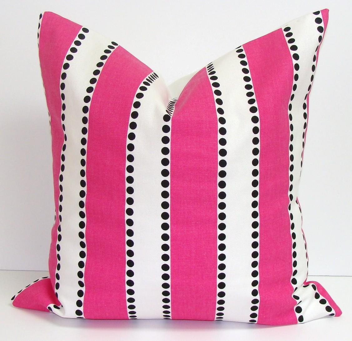 PINK STRIPED PILLOW.18x18 inch Decorator Pillow Cover..Printed Fabric Front and Back.Hot Pink Stripes.Pillow.Floor Pillow.Cushion