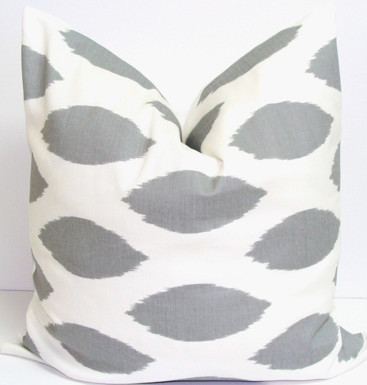 Charcoal Gray Pillow.16x16 inch.Pillow Cover.Printed Fabric Front and Back.Spotted Pillow.Ikat Pillow