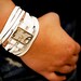 Leather wrap Watch with white face