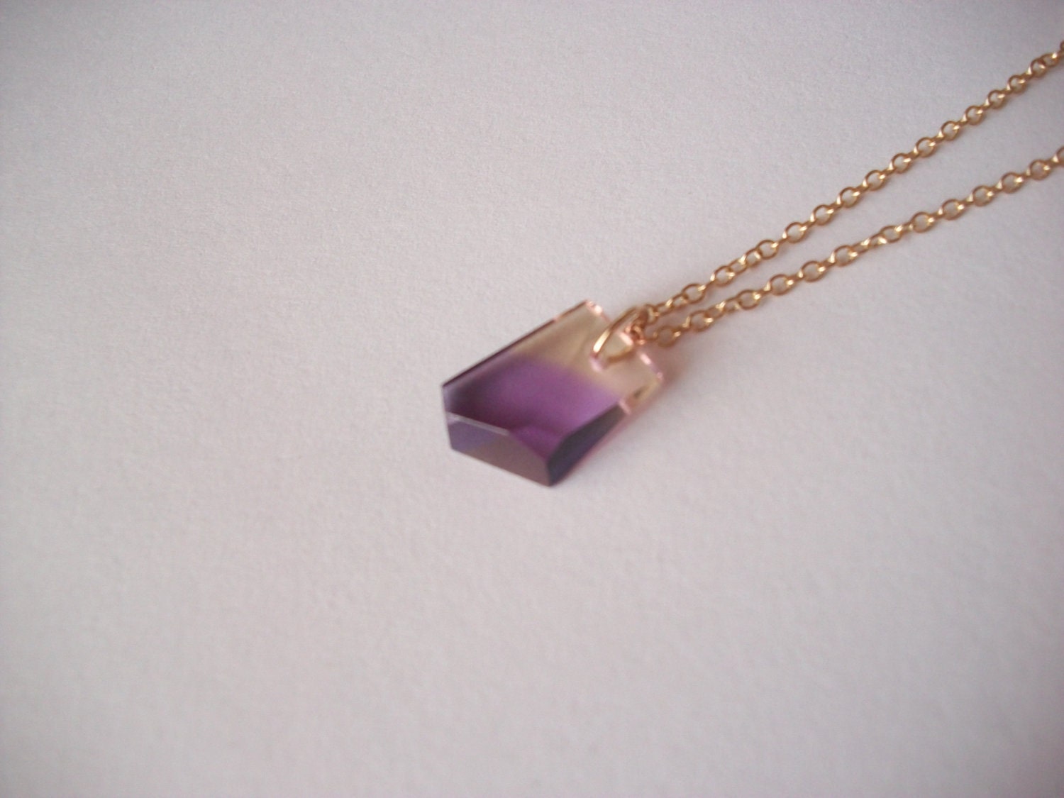 Artisian Gem Genuine PreciousGemstone Ametrine Bi-Colored Amethyst Citrine Quartz/Gold Filled Necklace