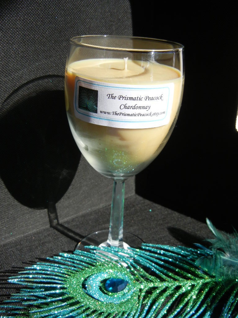 Chardonnay Scented Soy Candle in Wine Glass - theprismaticpeacock