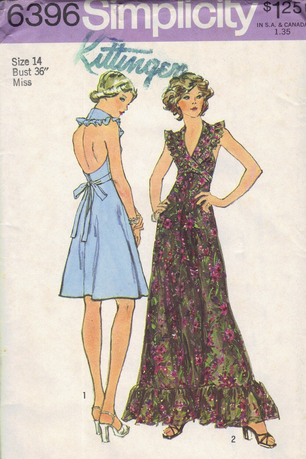 super sexy dress on Simplicity Sewing Pattern 1970s Super Sexy Disco Dress Ruffle Halter