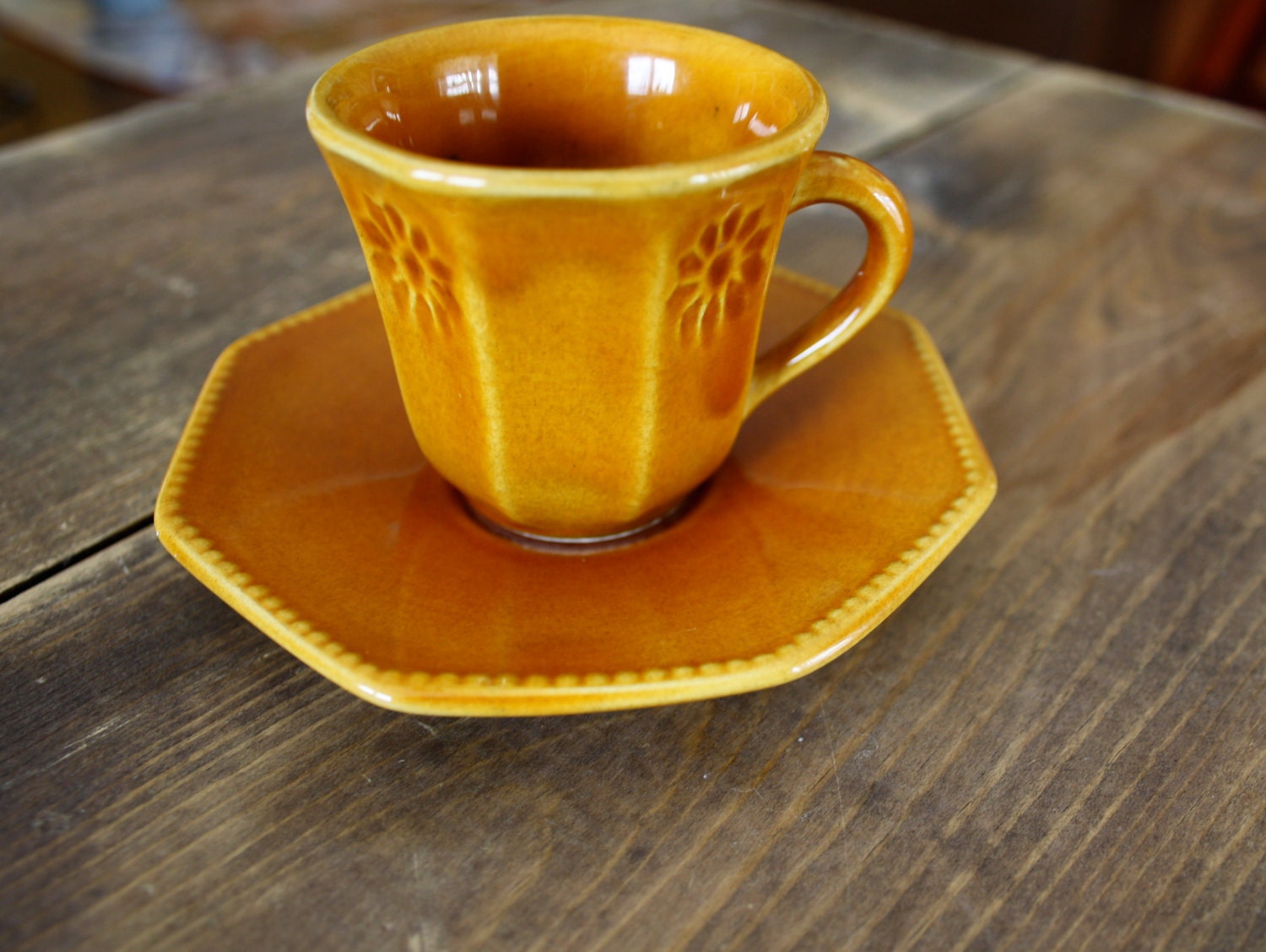 1950s espresso cup and saucer- Vintage Secla Portuguese pottery