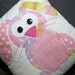 Pink 'Happy Little Rabbit' applique cushion