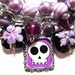 Cute Skulls Handmade Charm Bracelet Beaded Purple