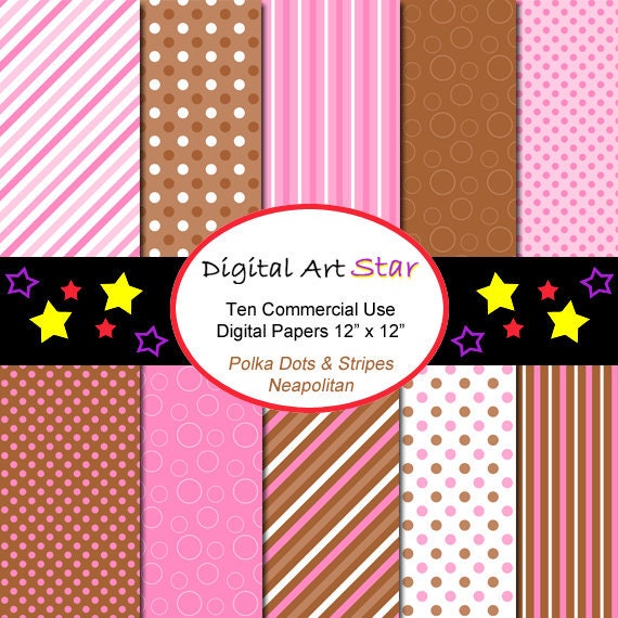 INSTANT DOWNLOAD Pink Brown Digital Paper Pack - Commercial Use 12 x 12 Digital Papers - Bridal, Wedding, Romantic - Neapolitan