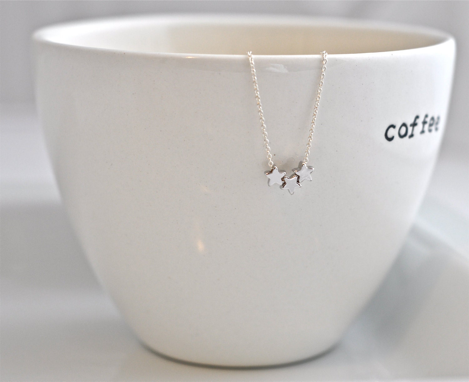 Wish Upon A Star Silver Ed.--Three Tiny Stars on a Sterling Silver Chain, Simple Silver Necklace, Silver Star Necklace, Mother's Day Gift