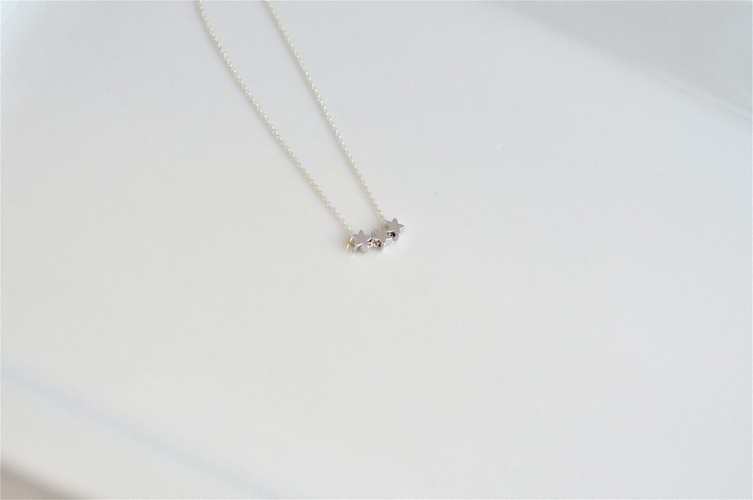 Wish Upon A Star Silver Ed.--Three Tiny Stars on a Sterling Silver Chain, Simple Silver Necklace, Silver Star Necklace, Mother's Day Gift