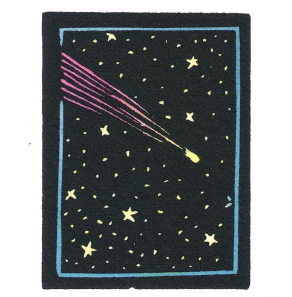 Original Linocut of Comet by Ken Swanson