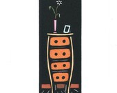 Original Linocut of Dresser with Flower By Ken Swanson