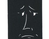 Original Linocut of a Face By Ken Swanson