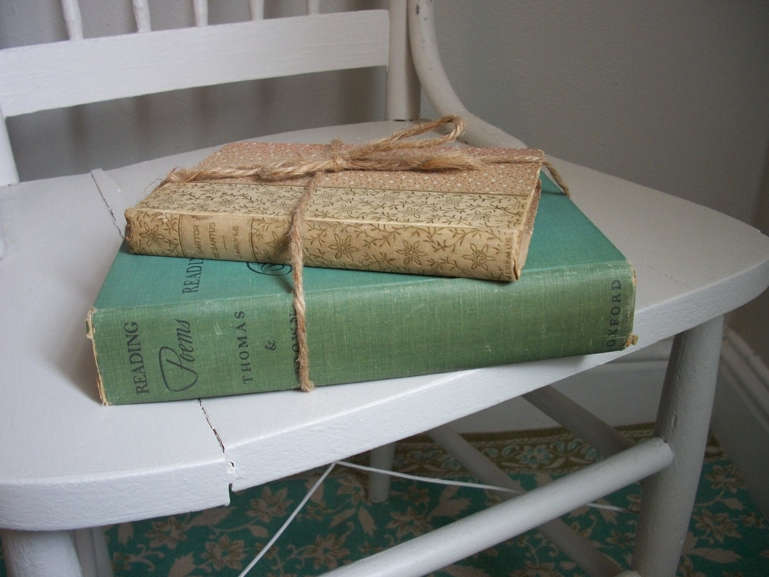 vintage book set ... home decor ... cottage chic