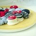 Red navy wooden centerpiece fabric flowers home decoration ornament - ready to ship
