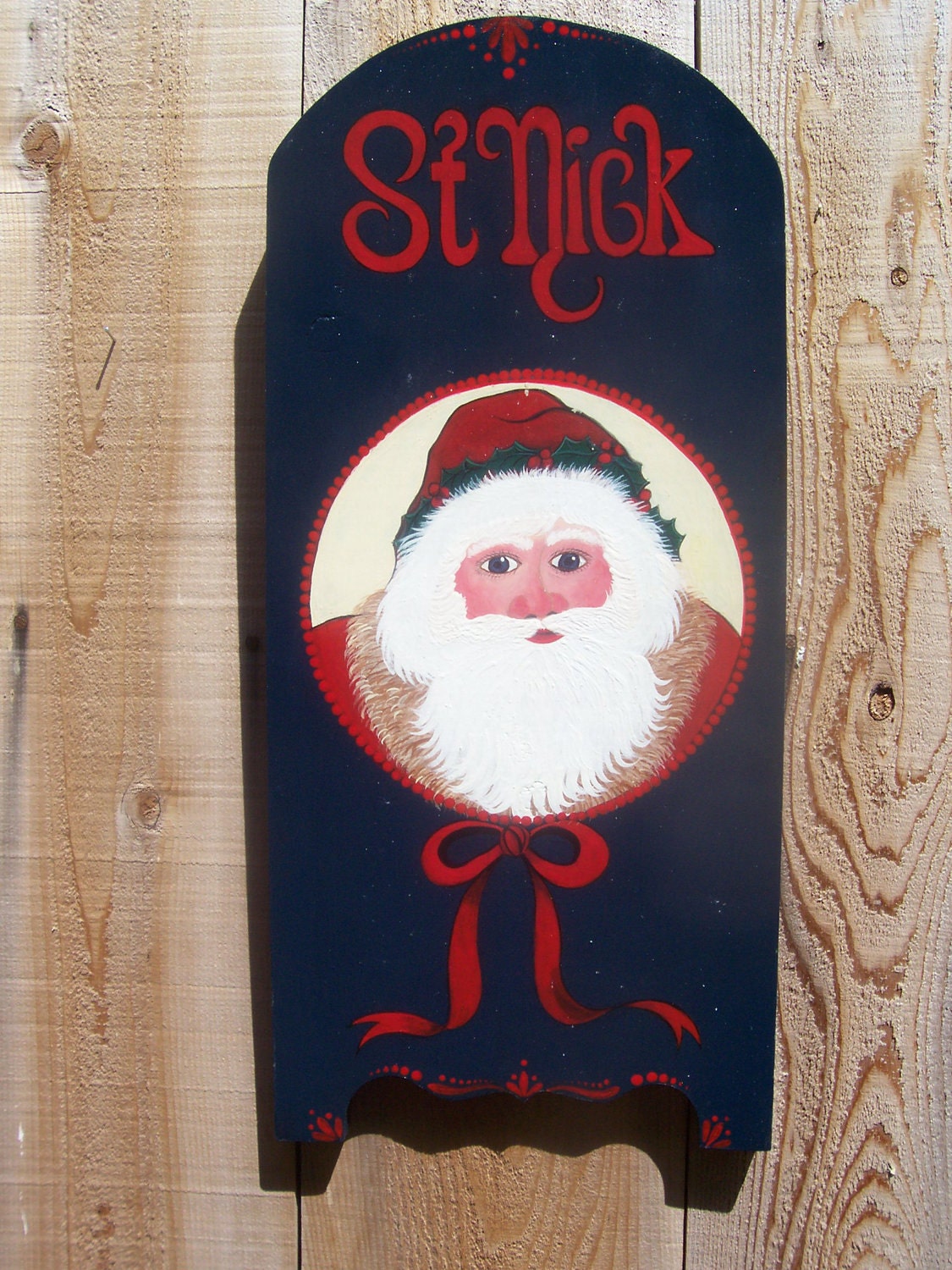 Sale, Christmas, Santa Claus, Wall Hanging, St Nick, Sign, Hand Painted, Plaque, Original Design,