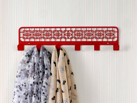 Six hook hanger - pattern - red