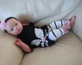 Ruffle Leggings, White, Black, and Pink Ruffle Leggings