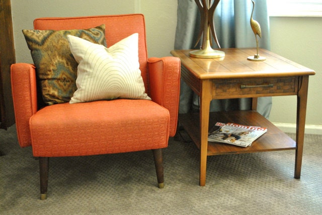 Mid century coral arm chair - Etsy Front Page Item