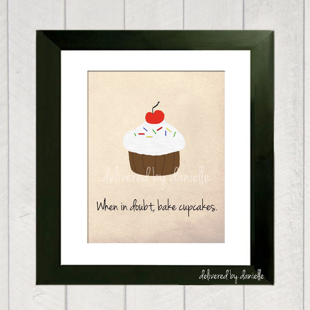 Cupcake Art Print - Bake Cupcakes - 8x10