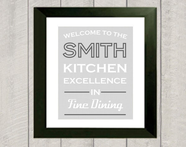 Custom Kitchen Art - Personalized Kitchen Name Sign - 8x10